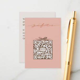 Cartão De Informações Código QR de Presente & Laço Monogramado   Registr