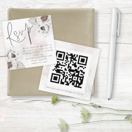 Cartão De Informações Código QR de Resposta para Casamento com Aquarela 