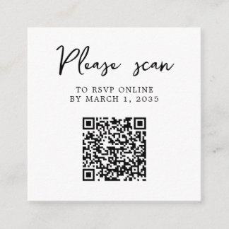 Cartão De Informações Código QR de RSVP Clássico Elegante