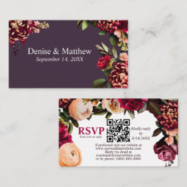 Cartão De Informações Código QR de RSVP de Ameixa Romântica