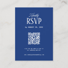 Cartão De Informações Código QR de RSVP de casamento azul marinho