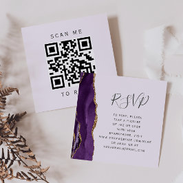 Cartão De Informações Código QR de RSVP de casamento com orçamento roxo