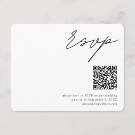 Cartão De Informações Código QR de RSVP de Casamento com Roteiro Minimal