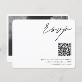Cartão De Informações Código QR de RSVP de Casamento com Roteiro Minimal