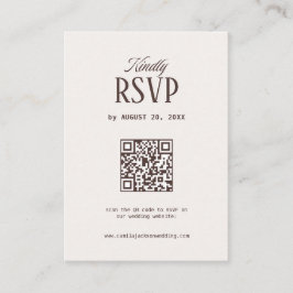 Cartão De Informações Código Qr de Rsvp de Casamento Marfim e Marrom