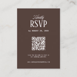 Cartão De Informações Código Qr de Rsvp de Casamento Marrom