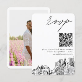 Cartão De Informações Código QR de RSVP de casamento moderno de Milwauke
