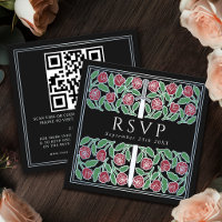 Código QR de RSVP de casamento real floral pratead