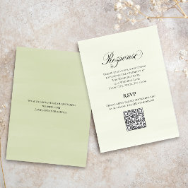 Cartão De Informações Código QR de RSVP de Casamento Roteiro Verde Elega