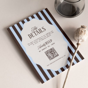 Cartão De Informações Código Qr de RSVP de detalhes de casamento marrom