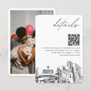 Cartão De Informações Código QR de RSVP de detalhes pequenos da silhueta