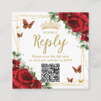 Código QR de RSVP de Quinceanera de Borboletas Flo