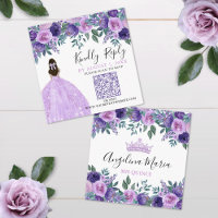 Código QR de RSVP de Quinze Anos Floral Roxo