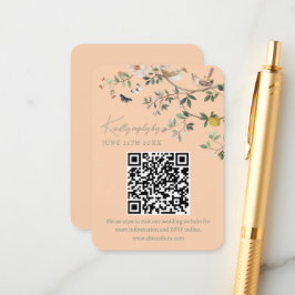 Cartão De Informações Código QR de RSVP do Site de Casamento Chinoiserie