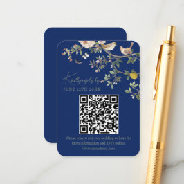 Cartão De Informações Código QR de RSVP do Site de Casamento Chinoiserie