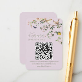 Cartão De Informações Código QR de RSVP do Site de Casamento Chinoiserie