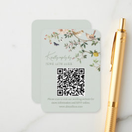Cartão De Informações Código QR de RSVP do Site de Casamento Chinoiserie