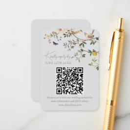 Cartão De Informações Código QR de RSVP do Site de Casamento Chinoiserie