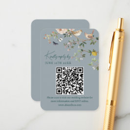 Cartão De Informações Código QR de RSVP do Site de Casamento Chinoiserie