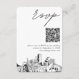 Cartão De Informações Código QR de RSVP Moderno de Casamento de Denver