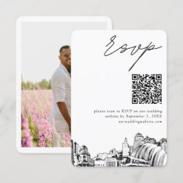 Cartão De Informações Código QR de RSVP Moderno de Casamento de Kansas C