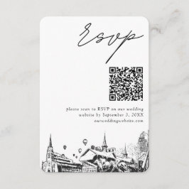 Cartão De Informações Código QR de RSVP Moderno de Casamento de Louisvil