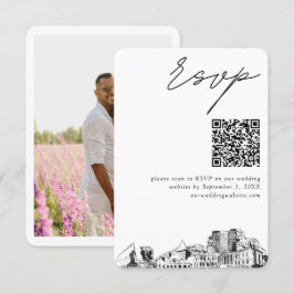 Cartão De Informações Código QR de RSVP Moderno de Casamento de Primaver