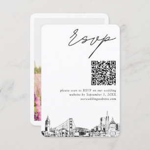 Cartão De Informações Código QR de RSVP Moderno de Casamento de São Fran