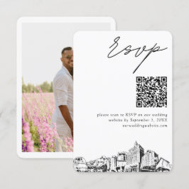 Cartão De Informações Código QR de RSVP moderno para casamento em San Jo