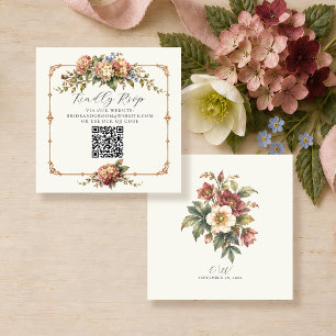 Cartão De Informações Código QR de RSVP Online do Jardim Botânico Heirlo