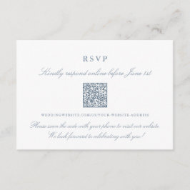Cartão De Informações Código QR de RSVP Online Elegante em Azul Empolado