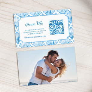 Cartão De Informações Código QR de RSVP Online Foto Azul Marinho Aquarel