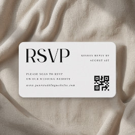 Cartão De Informações Código QR de RSVP para Casamento Minimalista