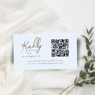 Cartão De Informações Código QR de script Elegante mínimo RSVP de Wed Az