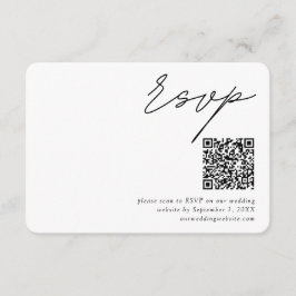 Cartão De Informações Código QR de Script Minimalista para Casamento RSV