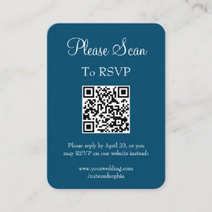 Cartão De Informações Código QR de Verificação de Casamento Azul de Mari