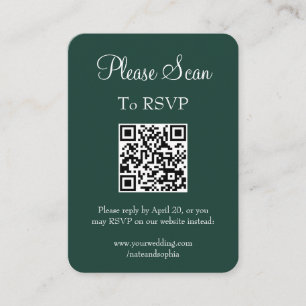 Cartão De Informações Código QR de Verificação de Casamento Verde do Eme