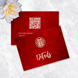 Cartão De Informações Código QR | Detalhes do Casamento Chinês Vermelho