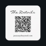 Cartão De Informações Código QR Detalhes do Casamento de Script Branco P<br><div class="desc">Simples Marinho Preto e Branco Detalhes do Casamento de Script Branco Cartão de Gabinete de Código QR</div>