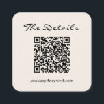 Cartão De Informações Código QR Detalhes do RSVP de Casamento de Script<br><div class="desc">Simples Ilustração RSVP de Detalhes de RSVP de Casamento de Script de Marfim</div>