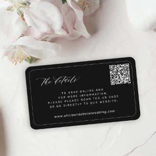 Cartão De Informações CÓDIGO QR detalhes do site de casamento preto mode
