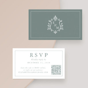 Cartão De Informações Código QR do Brasão do Monograma de Casamento Resp