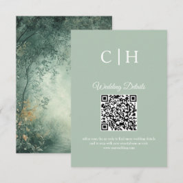 Cartão De Informações Código QR do Casamento na Floresta Encantadora no