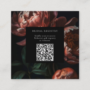 Cartão De Informações Código QR do Chá de panela Floral Moody Negro
