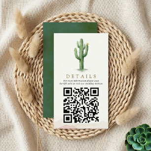 Cartão De Informações Código QR do Conjunto de Casamento Watercolor Dese