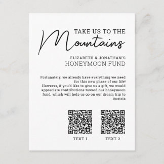 Cartão De Informações Código Qr do fundo de lua de mel