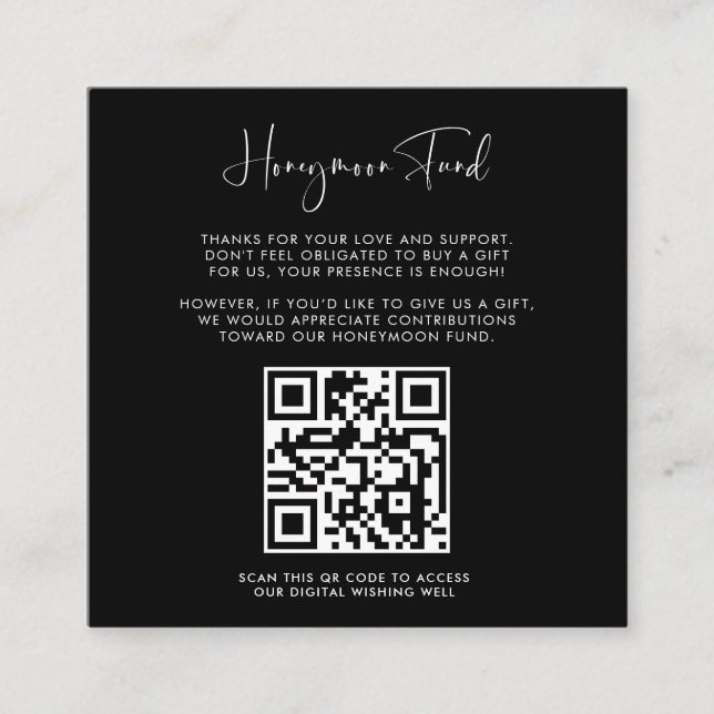 Cartão De Informações Código QR do Fundo de Lua Negra Elegante e Moderna (Frente)