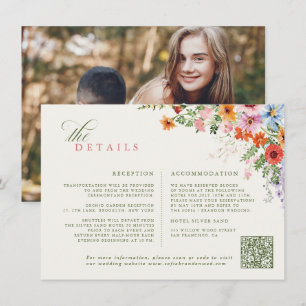 Cartão De Informações Código QR do Jardim de Primavera de Flores Silvest