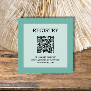 Cartão De Informações Código QR do Registro de Casamento Aqua