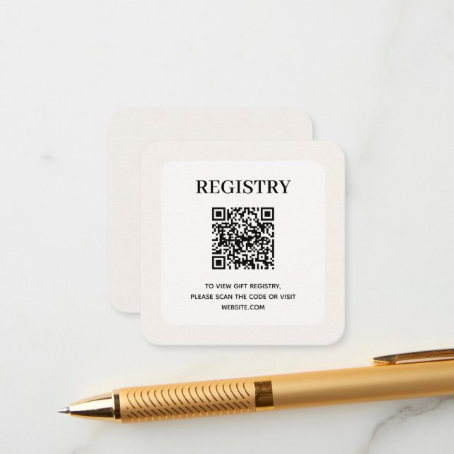 Cartão De Informações Código QR do Registro de Casamento Chic (Frente/Verso In Situ)